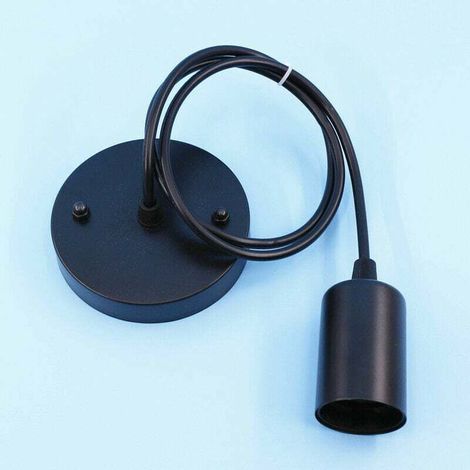 Suspension E27 avec anneau à vis, câble tissu réglable , suspension compatible avec abat-jour, douille idéale pour suspension de cuisine, noir,1.5m S'arêern (1/5)