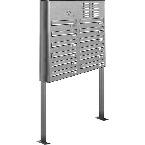 12er V2A Edelstahl Briefkastenanlage Standsystem Freistehend Durchwurf- Klingel (1/5)