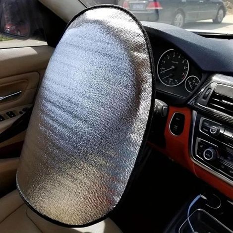 Funda/parasol térmico de aluminio de doble capa para volante. Ajuste universal, resistente al sobrecalentamiento, fácil de colocar y quitar. (1/4)