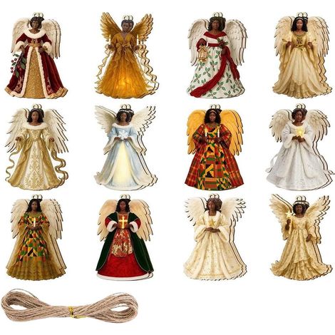 Angel - Bois - Décoration Arbre De Noël - 24 Pièces - 8,5 x 5,5 Cm (1/5)