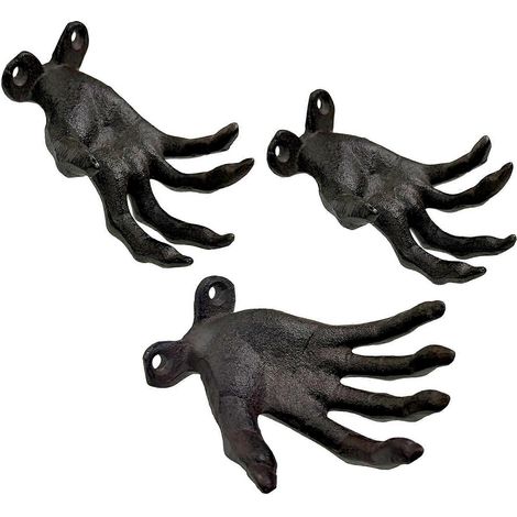 Gruseliger Wandhaken mit Handmotiv, Metall im Used-Look, gotische Handstatue, Teelichthalter, Kerzenhalter, Schmuckhaken für Ringe, Eingangsbereich, Schlafzimmer, Innendekoration (1/4)