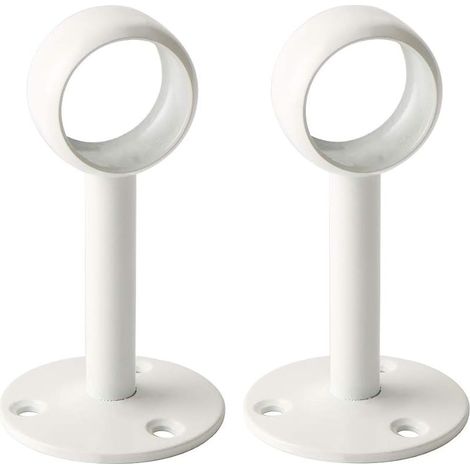 Support Tringle Rideau Plafond en Acier Inoxydable, Support Tringle Penderie pour Tube de rond Ø 25 mm, Blanc Brillant 2 Pcs, EFL4025W-2P (1/5)