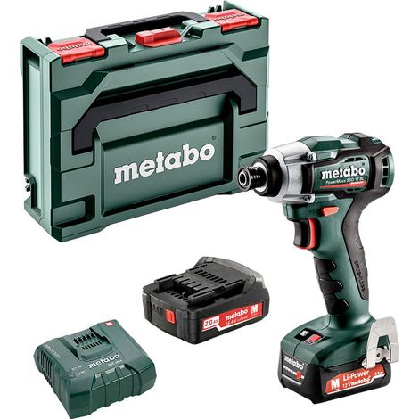 Metabo – Visseuse à chocs sans fil 12V – 2 batteries 2.0Ah – Couple 140Nm – Moteur Brushless – Pour vissage intensif dans bois et métal