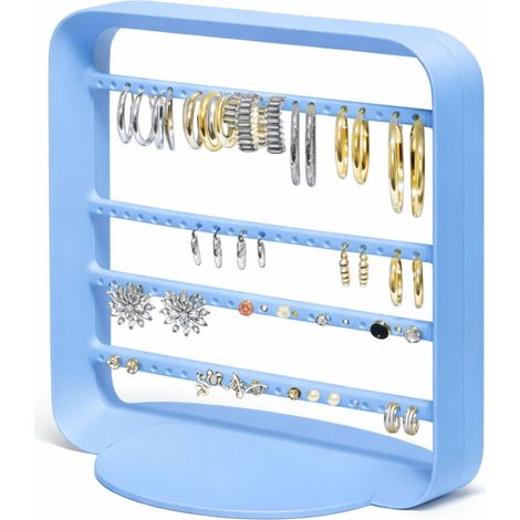 Supporto blu per orecchini, organizer per gioielli, espositore (1/3)