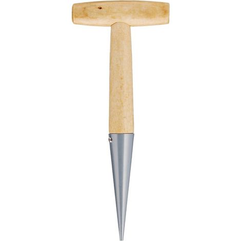 Plantoir à bulbes avec pointe en acier 27 cm - Plantoir à main avec manche en bois solide - Outil de jardinage pour adultes, Marron