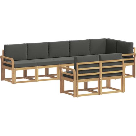 Conjunto de sofás de exterior 8 uds. 8 plaza Blanco y Antracita vidaXL (1/5)
