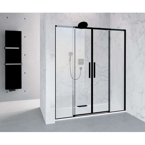 Polysan Altis - Puerta de ducha 167-171 x 200 cm, Antidrop, cristal transparente/negro mate AL4412B (1/3)