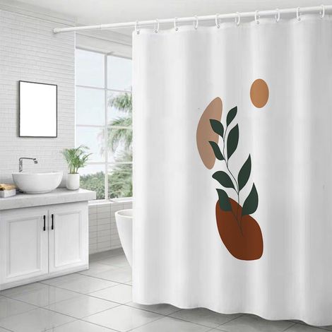 Rideau De Douche - 180 X 180 Cm - Polyester Imperméable - Séchage Rapide - 12 Crochets Inclus - Pour Baignoire Et Cabine De Douche (1/5)