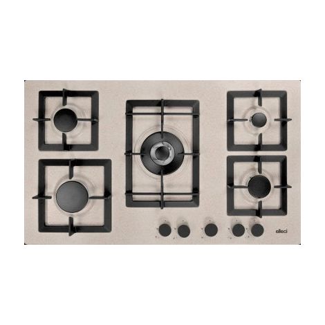 Elleci Plano 90 PGSP90151CS Piano Cottura A Gas 5 Fuochi 86 Cm Avena Griglie In Ghisa