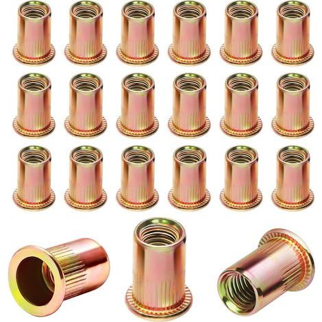 Insert Fileté Metal M6 & M8 Ecrou a Sertir 80 Pièces Aveugle Rivet Fileté Écrous à Tête Plate Plaqués Zinc Écrous à Rivets Aveugles Rivet Inserts Filetés pour Métal Plastique etc (1/5)