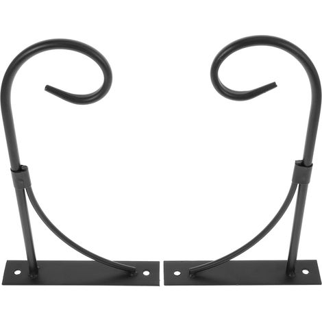 Support mural pour plantes suspendues, 2 crochets en métal noir (1/5)