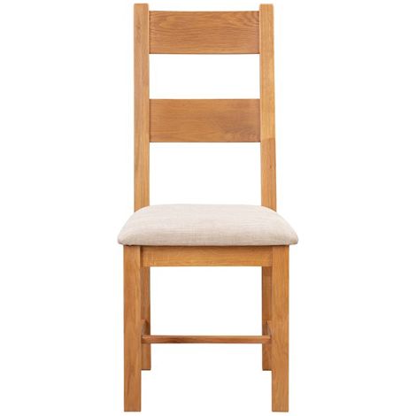 Shrewsbury Pair of Rustic Dining Chairs - Fabric Seat - D45 x W53 x H105 cm - Oak