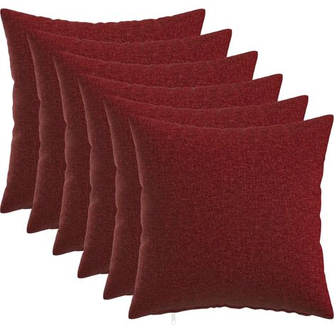 Cojín con almohada HEERLEN 6 uds. Rojo vino Tela vidaXL (1/5)