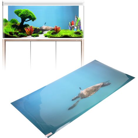 Papier Peint 3D Aquarium Marin Tortue De Mer PVC Décoration Arrière-Plan Aquarium 122x50CM-AUTRES (1/5)