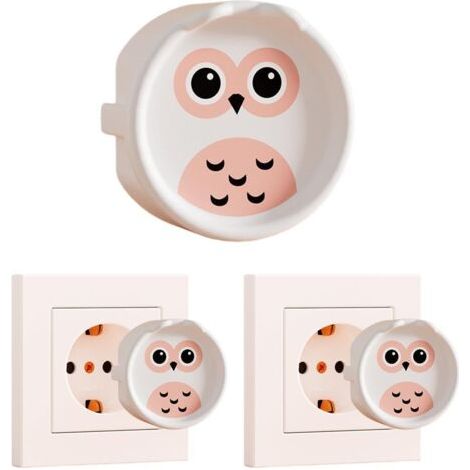 QORVA-4 cache-prises pour bébé, cache-prises mignons, prises de sécurité enfant (blanc).
