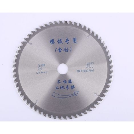 Lame de scie carbure 9 pouces 60 dents anti-clous, disque coupe bois pour meuleuse, alésage 25mm adaptable 20mm (1/5)