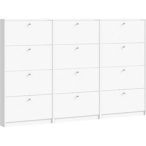 Ebuy24 – Armoire à chaussures 12 abattants – Largeur 225 cm – Hauteur 148 cm – Blanc – Design moderne pour rangement optimisé