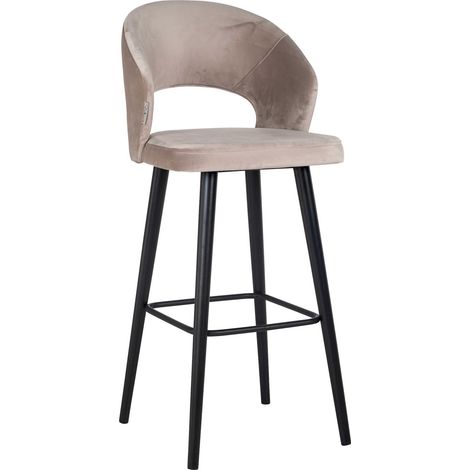 Chaise de bar Savoy - Taupe et pieds noir (1/5)