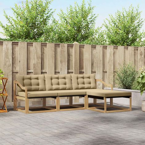 vidaXL Outdoor-Sofagarnitur 4 Stk. Weiß und Beige (1/5)