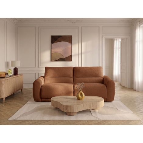 BOBOCHIC - Canapé droit convertible MINORQUE ouverture express tissu chenille 160x200 Orange (1/5)