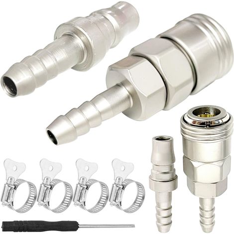 Connecteur de tuyau de gaz à dégagement rapide, raccord de buse en cuivre mâle femelle 8 mm, prise pour camping-cars, caravanes, barbecue, chauffage de terrasse, 4 pièces (1/5)