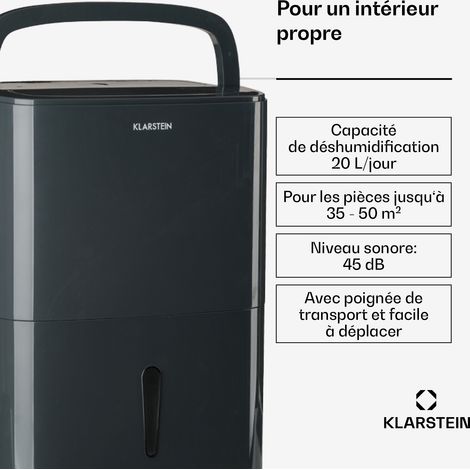 DryFy20 Déshumidificateur d´air 420 W 20 l/j 230 m³/h 40-50 m² DrySelect 45 dB antharcite — vue 2
