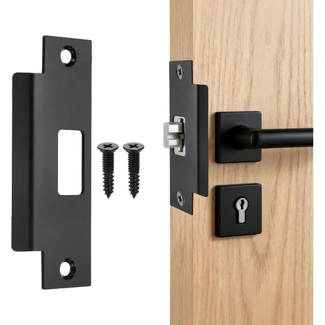 Gâche de Porte pour Serrure à Pêne Dormant 123x48mm Noir (1/5)
