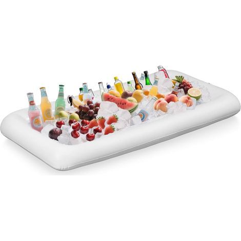 Bar Gonflable Barres de Service Gonflables avec Bouchon de Vidange 130 x 63 x 12cm Rectangle Bac à Glaçons Buffet Gonflable pour été Fête à la Piscine (1/5)