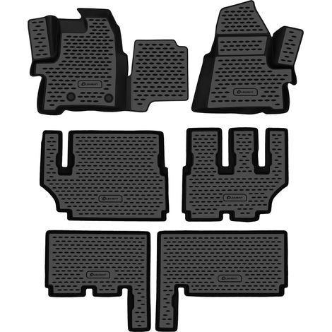 KIT TAPPETINI 3D COMPATIBILE CON Tourneo Custom 9 seats, 2013-, 6 pcs.  TAPPETINO IN GOMMA TPE  BORDO ALTO 3D ANTISCIVOLO IMPERMEABILE
