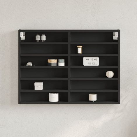 vidaXL Armoire à vitrine noir 80x8,5x58 cm bois d'ingénierie (1/5)