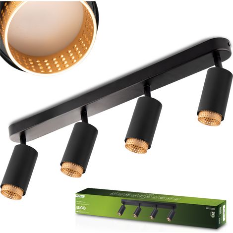 LED-Deckenleuchte mit 4 GU10-Röhren, ELIGIS Schwarz, LUMILED