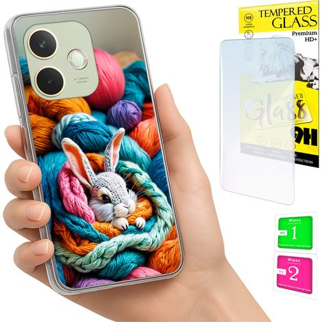 Schutzhülle für Oppo A5 Pro: Foto-Rückseite mit Hasenmotiv + 9H-Glas (1/5)