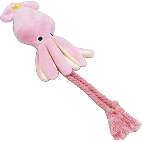 Peluche interactive pour chien avec corde, en forme de pieuvre mignonne et aux couleurs vives, idéale pour les chiens et chats. (1/5)