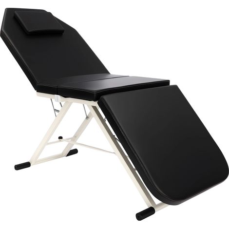 Table de massage, dossier réglable, cadre en acier durable, noir (1/2)