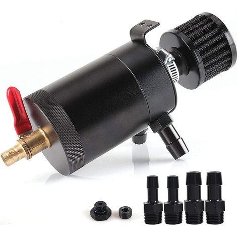 Universeller Ölabscheider, kompatibel mit PKW, Behälter, 2-Port/3-Port-Ölabscheider mit Luftfilter + Ablassventil
