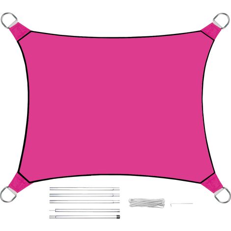 Sonnensegel Rechteckig 4x3m Pink mit Stangenset - Sonnenschutz für den Garten (1/5)