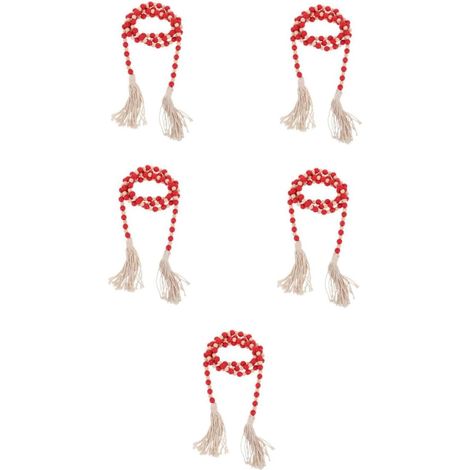 5 Pièces Perles en Bois de Corde de Coton Noel Christmas Decoration Fete décoration intérieure décoration d'intérieur Stores Faux Portes Perles Bois décor de Noël Ornement Suspendu (1/5)