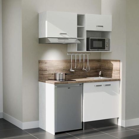 Kitchenette K13L-PT - 140 cm - plan stratifié, évier inox, électroménager inclus