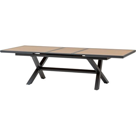 Tavolo da giardino allungabile axiome in legno effetto miele e grafite, 10 posti a sedere in alluminio - Hespéride (1/5)