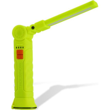 Lampe de travail LED pliable 360° rotative avec base magnétique et crochet, rechargeable USB-C, étanche IPX5, verte (1/5)