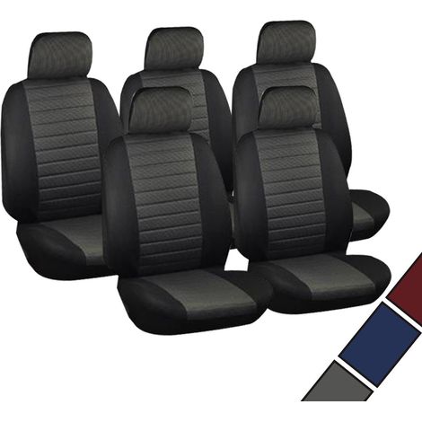 Set Coprisedili Universali per Auto 5 Posti in Tessuto Varie Colorazioni colore: Grigio-Nero