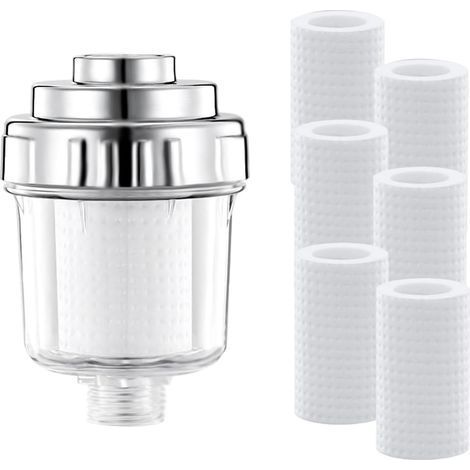 Filtre de Douche, Filtre à Eau de Pommeau de Douche, Filtre Eau pour Pipeline, Filtre Anti Calcaire avec 6 Filtres Remplaçables, Filtration Efficace des Impuretés D'eau (1/5)