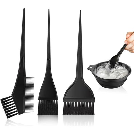 Ensemble de 4 outils de coloration capillaire comprenant un pinceau applicateur et un bol, kit de coloration avec peigne double face, pour coloration professionnelle, coloration à domicile et en salon (1/5)