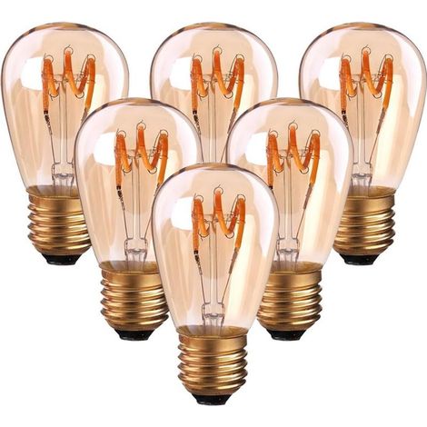 Lot de 6 Ampoules LED E27 Vintage à Filament Spirale ST45/S14 3 W Lumière Ambrée Non Dimmable 2200 K Blanc Très Chaud 150 lm Équivalent à 25W Ampoule Incandescente, Rétro Antique Lampe Décorative (1/5)