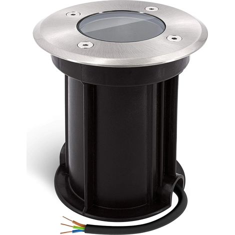 Boru Spot encastrable au sol rond pour GU10 - Aspect brossé - Câble IP67 préinstallé，Ø 110mm 130mm（Ampoule non incluse） (1/5)
