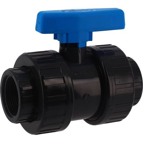 VANNE DOUBLE UNION POIGNEE GRISE PVC BVE FF 1''1/2 RENSON