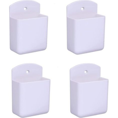 Set mit 4 weißen Fernbedienungshaltern, Wandaufbewahrungsbox für Fernbedienungen, für Zuhause, Büro, Schlafzimmer, selbstklebende Box (1/4)