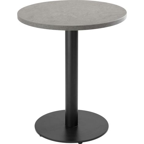 Table à manger ronde 60 cm pied noir et revêtement béton gris