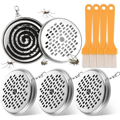 Halterung für Mückenschutzspiralen – 4 Stück – Metall – Tragbar – Für Zuhause, Garten und Camping – Silber (1/5)