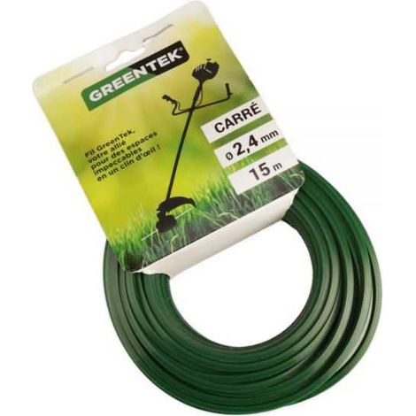Fil débroussailleuse Greentek carré 2,4 mm x 15 m (1/4)